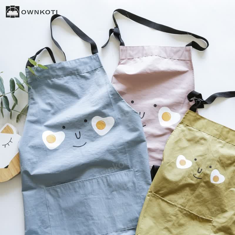 Fried Egg Smile Waterproof Parent-child Apron