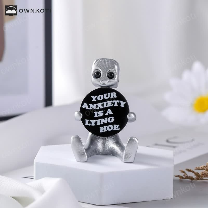 Tiny Robot Resin Statue with Slogan