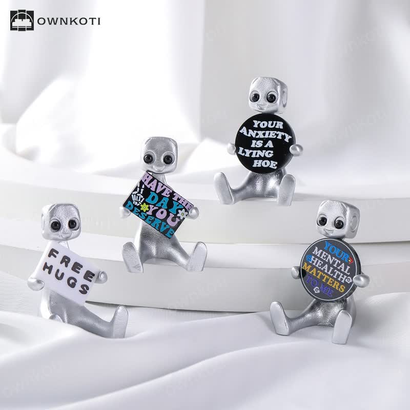 Tiny Robot Resin Statue with Slogan