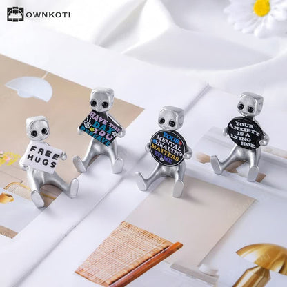 Tiny Robot Resin Statue with Slogan