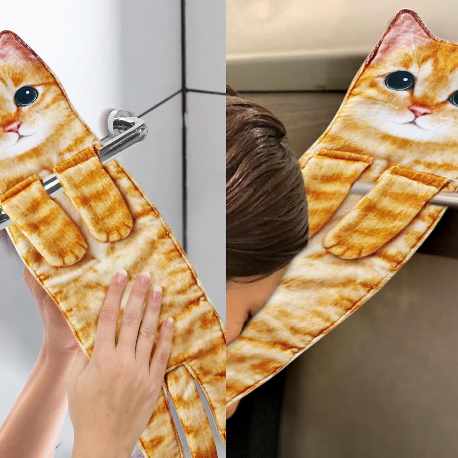 Ownkoti Cat Hangable Kitchen Bathroom Hand Towel - image 3