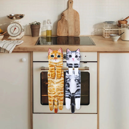 Ownkoti Cat Hangable Kitchen Bathroom Hand Towel - image 1
