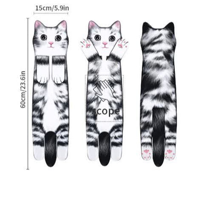 Ownkoti Cat Hangable Kitchen Bathroom Hand Towel - Black White Cat - 2PCS - image 9