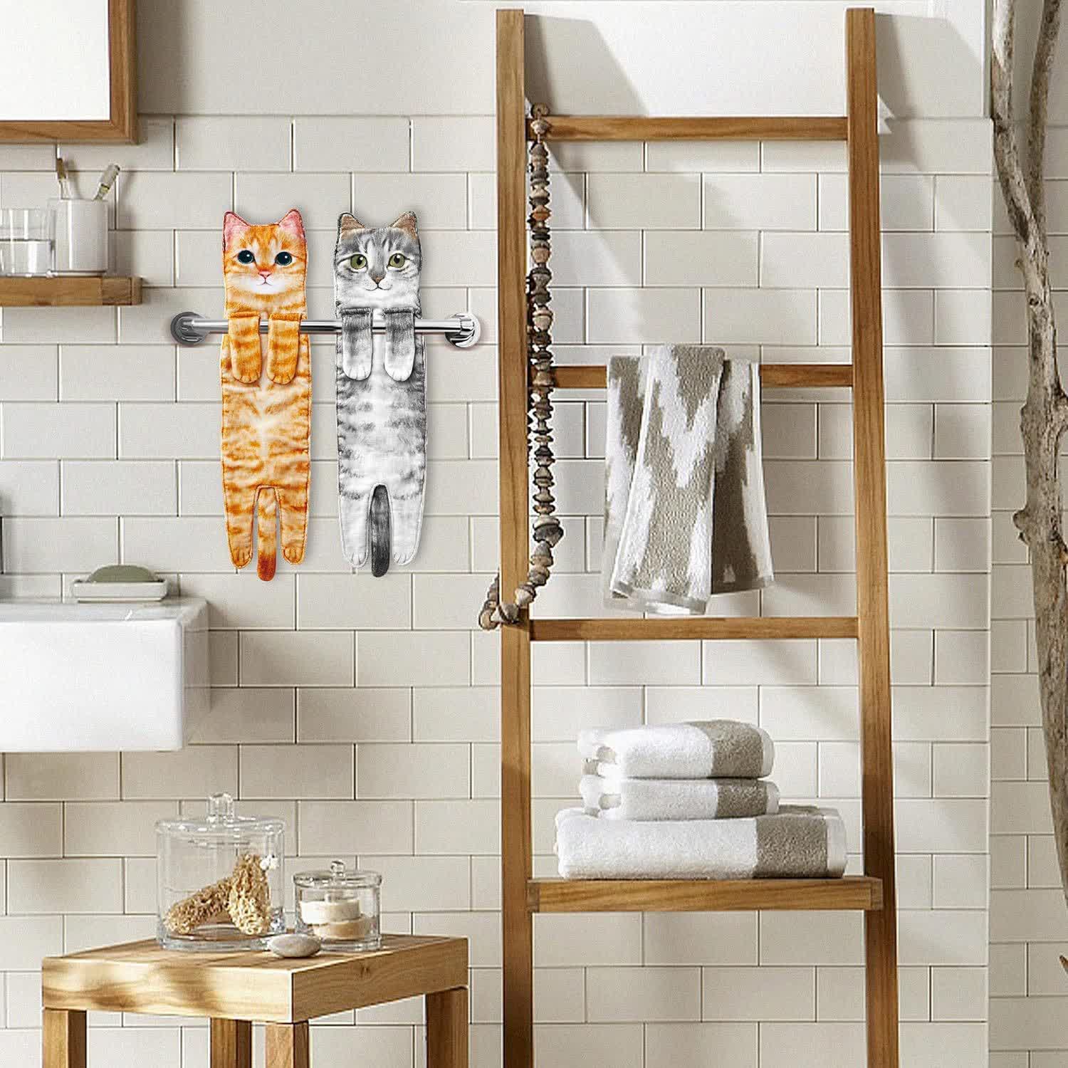 Ownkoti Cat Hangable Kitchen Bathroom Hand Towel - image 0
