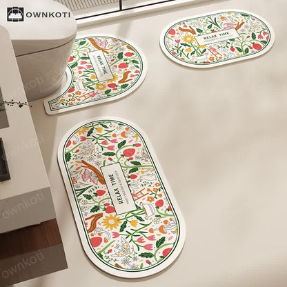 Floral Diatom Mud Anti-slip Bath Mat