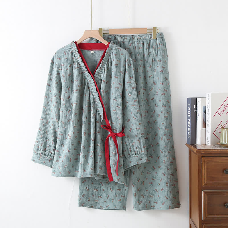 Kimono Rural Rose Cotton Gauze Pajama Set