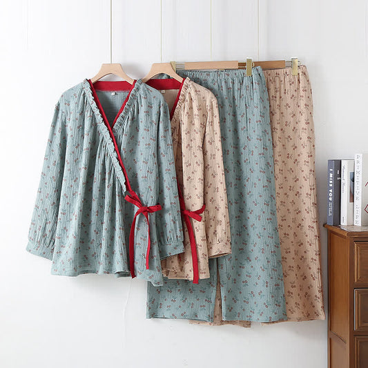 Kimono Rural Rose Cotton Gauze Pajama Set