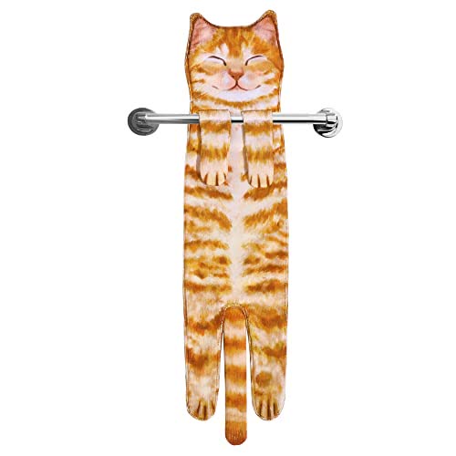 Ownkoti Cat Hangable Kitchen Bathroom Hand Towel - Smiling Cat - 2PCS - image 7