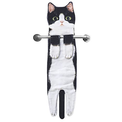 Ownkoti Cat Hangable Kitchen Bathroom Hand Towel - Cow Cat - 2PCS - image 10