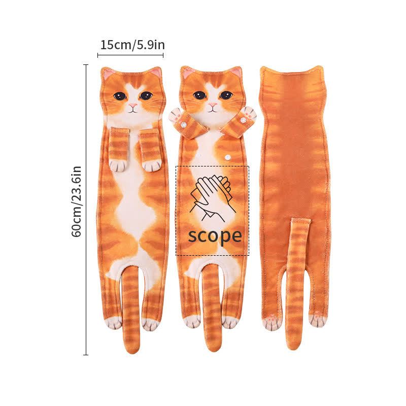 Ownkoti Cat Hangable Kitchen Bathroom Hand Towel - Cute Cat - 2PCS - image 6