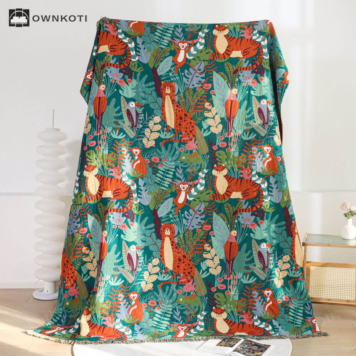 Forest Animals Cotton Gauze Reversible Blanket