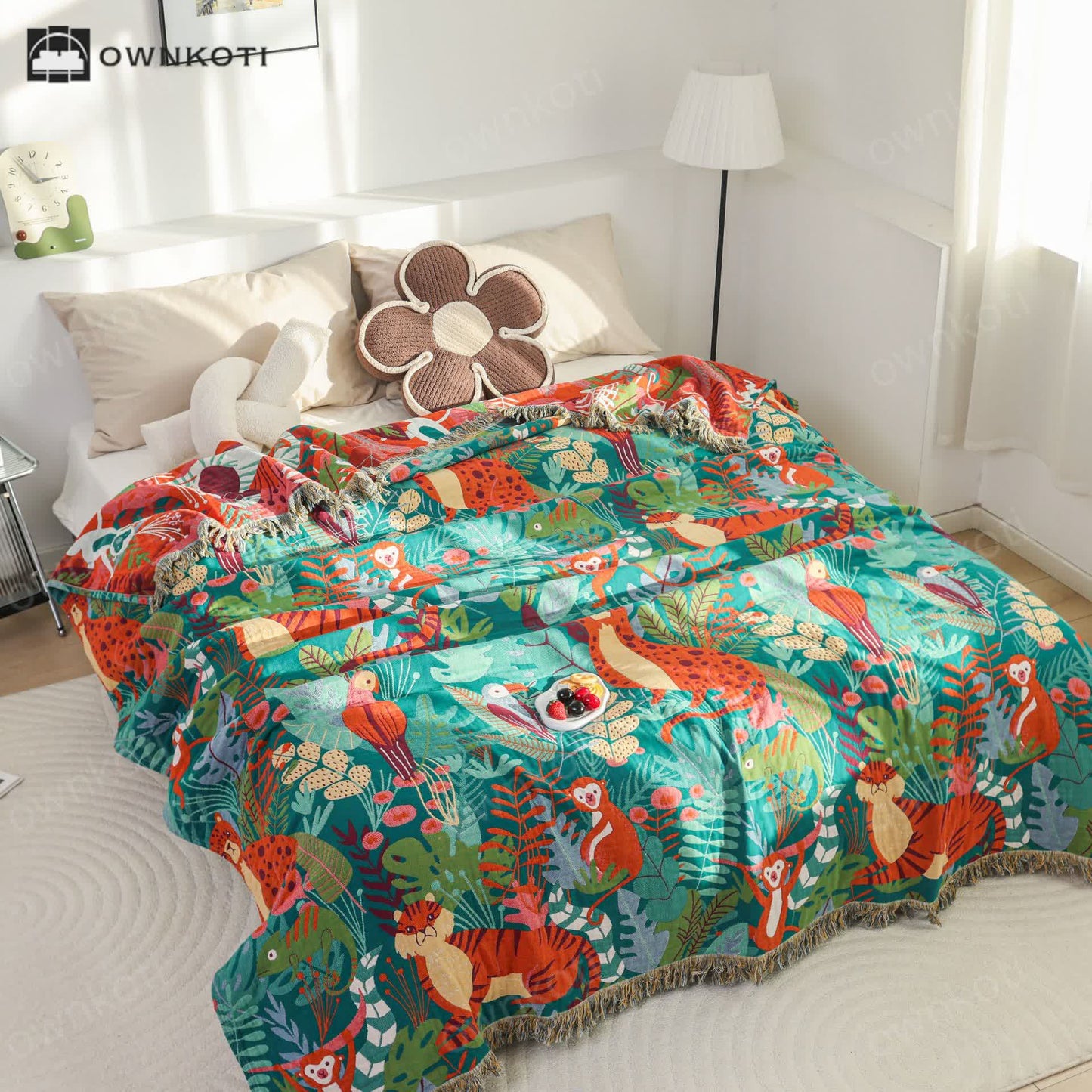 Forest Animals Cotton Gauze Reversible Blanket