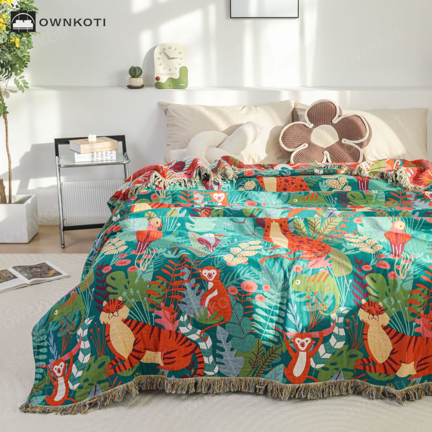 Forest Animals Cotton Gauze Reversible Blanket