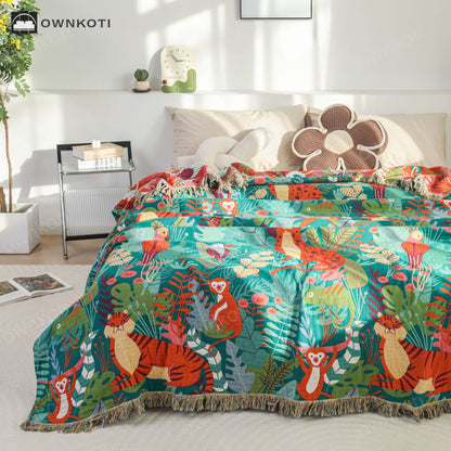 Forest Animals Cotton Gauze Reversible Blanket