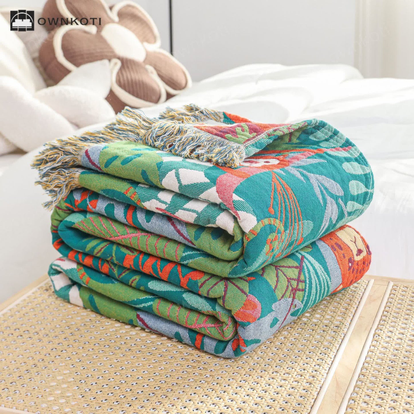 Forest Animals Cotton Gauze Reversible Blanket