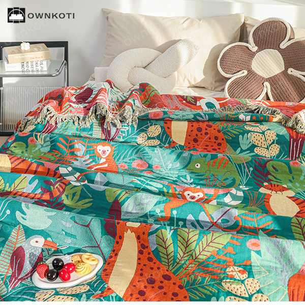 Forest Animals Cotton Gauze Reversible Blanket