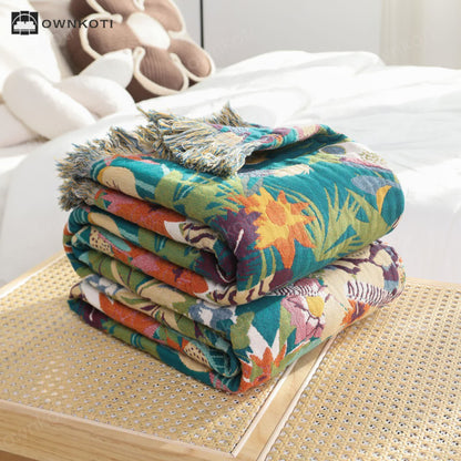 Pure Cotton Tropical Style Lighweight Blanket