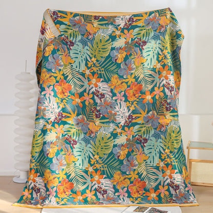 Vibrant Flower Leaf Cotton Gauze Quilt