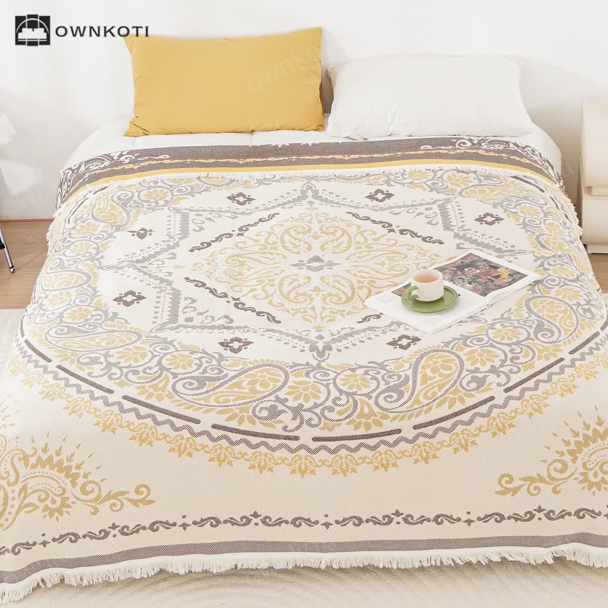 Tassel Paisley Lightweight Cotton Gauze Blanket