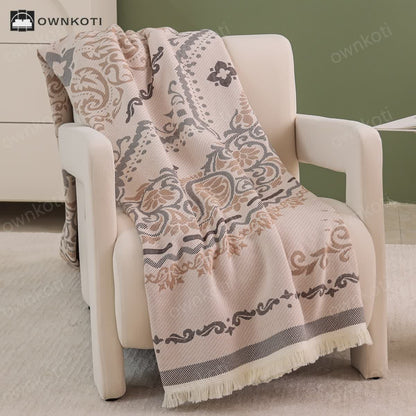 Tassel Paisley Lightweight Cotton Gauze Blanket