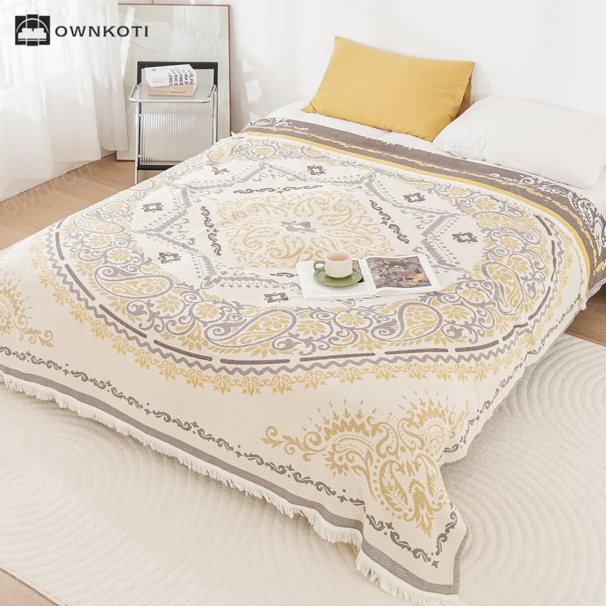 Tassel Paisley Lightweight Cotton Gauze Blanket