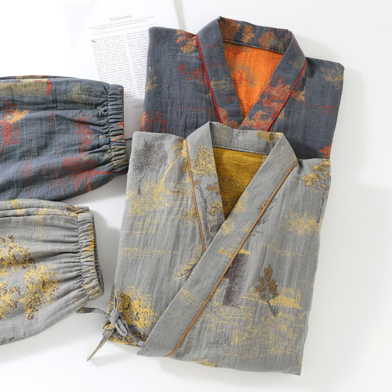 Ownkoti Neutral Landscape Kimono Cotton Pajama Set - image 3