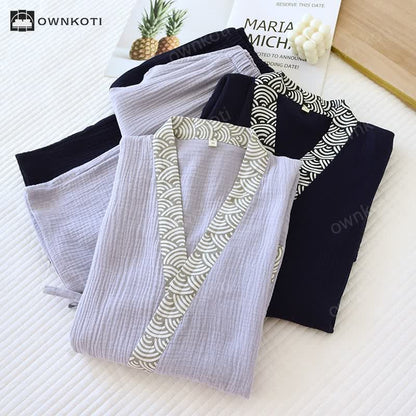 Neutral Kimono Cotton  Gauze Pajama Set