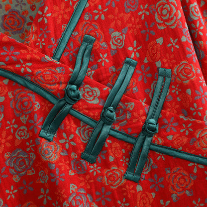 Plus Size Frog Button Rose Cotton Pajama Set - image 7