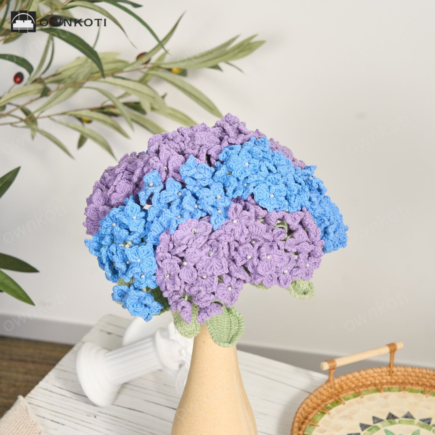 Crochet Hydrangea Bouquet Home Decor Ornament
