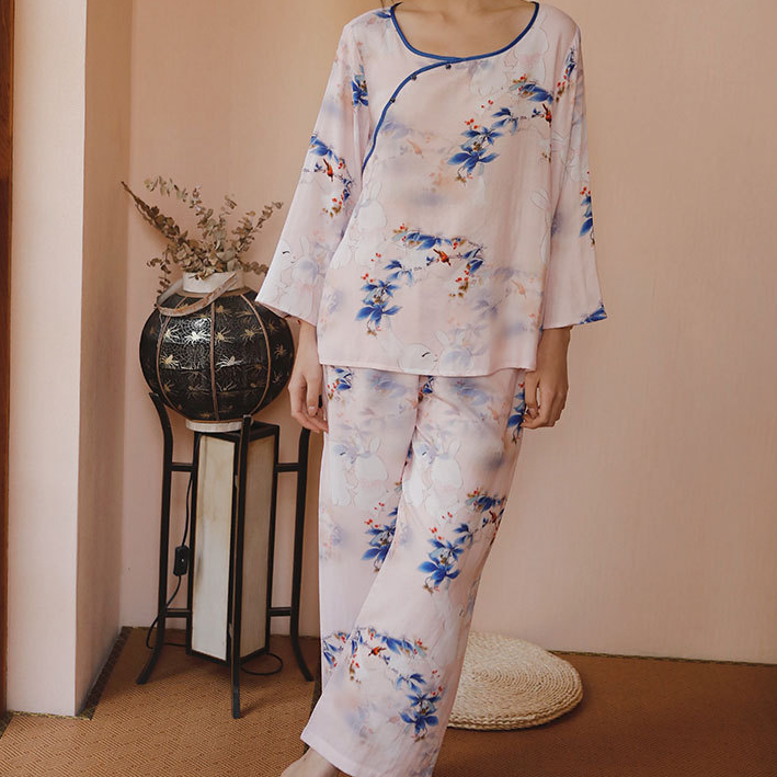 Bamboo Fiber Rural Soft Breathable Pajama Set