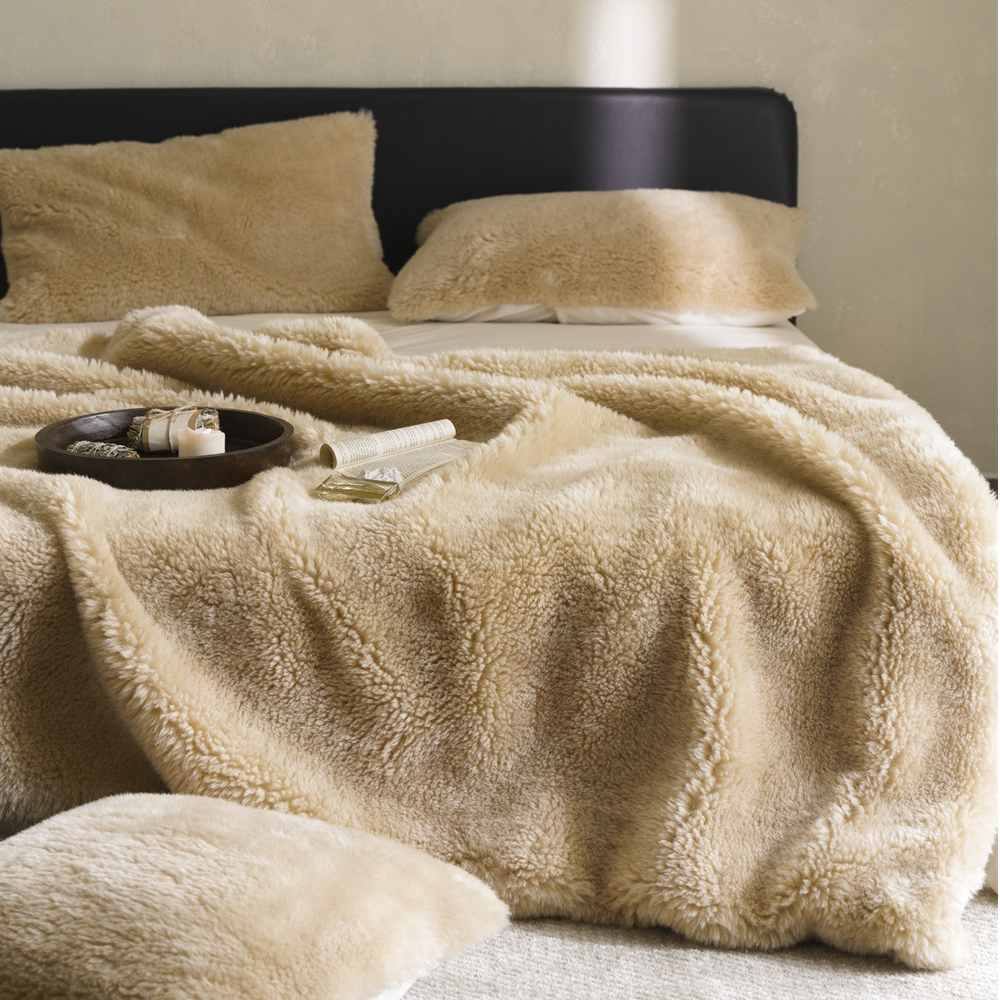 Solid Color Double-sided Fleece Blanket - Camel - Queen - image 0