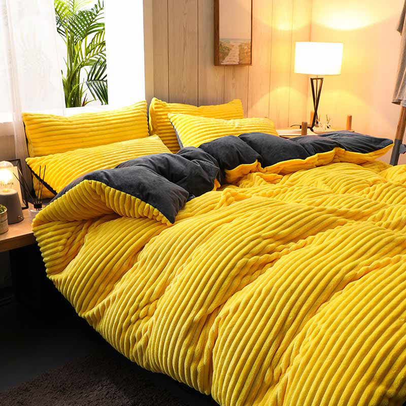 Pure Color Thick Velvet Duvet Covers Bedding Set
