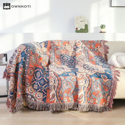 Morocco Cotton Gauze Reversible Tassel Quilt