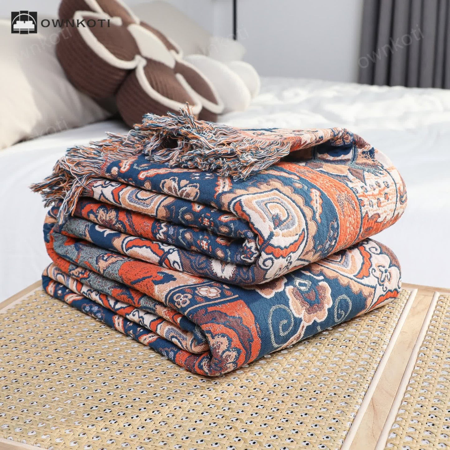 Morocco Cotton Gauze Reversible Tassel Quilt