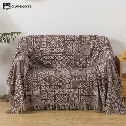 Four Layers Cotton Gauze Reversible Retro Blanket