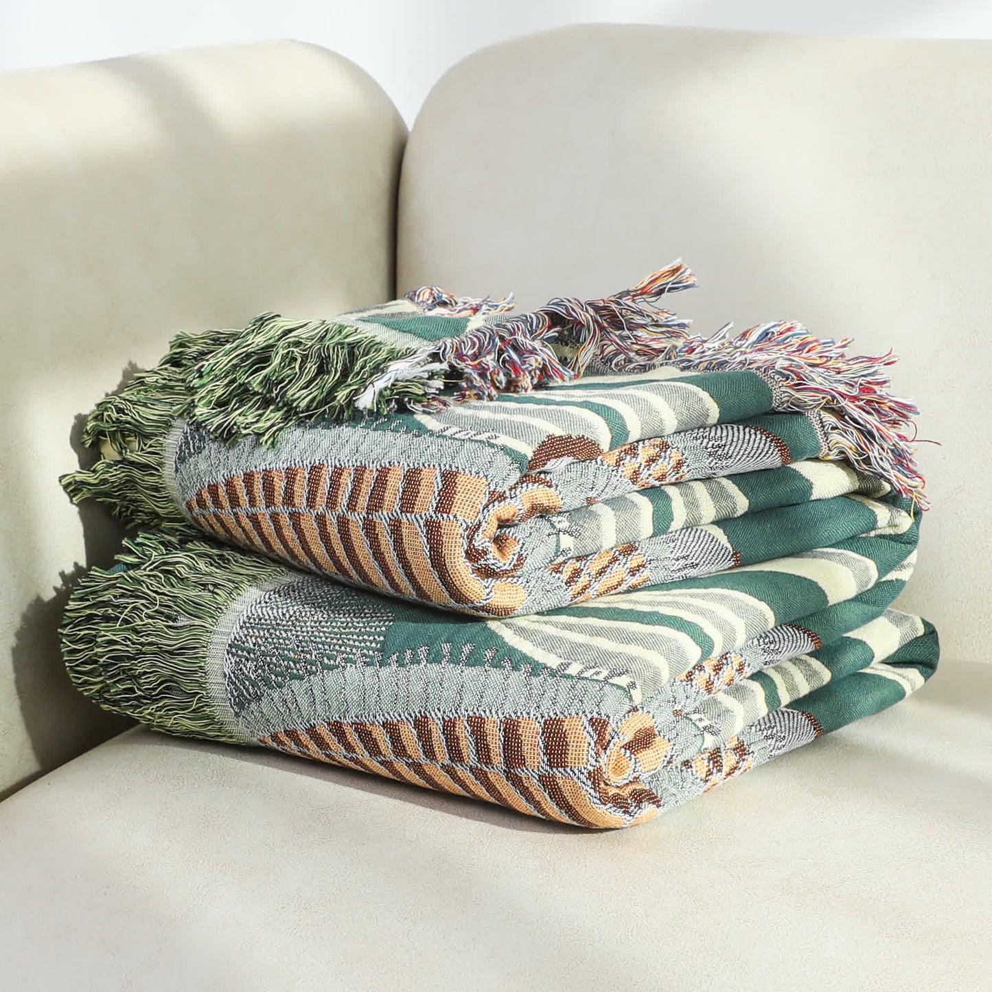 Rural Corn Cotton Gauze Tassel Sofa Blanket