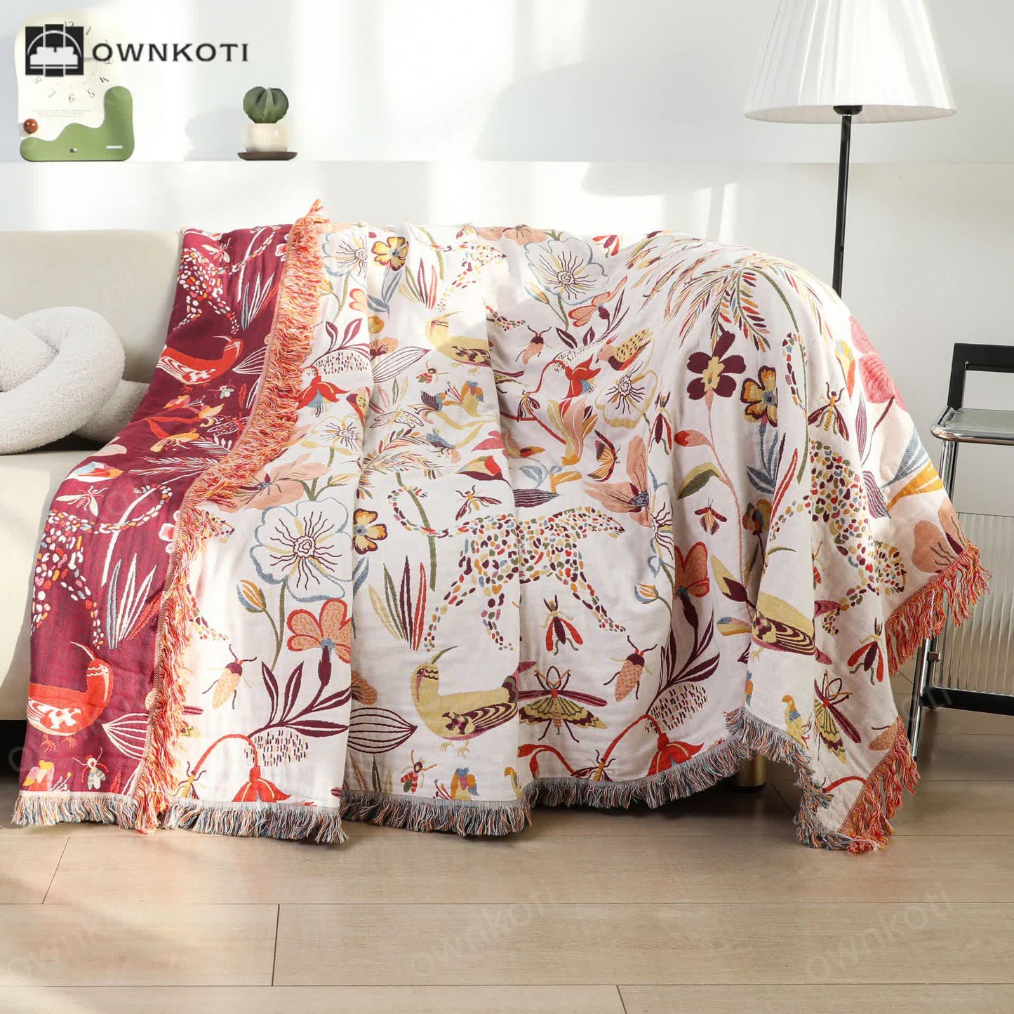 Rural Style Tassel Lightweight Cotton Sofa Blanket