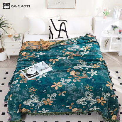 Reversible Vintage Cotton Gauze Sofa Blanket