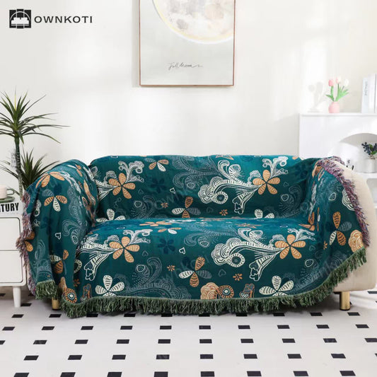 Reversible Vintage Cotton Gauze Sofa Blanket