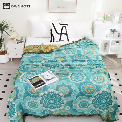 Mandala Cotton Gauze Tassel Sofa Blanket