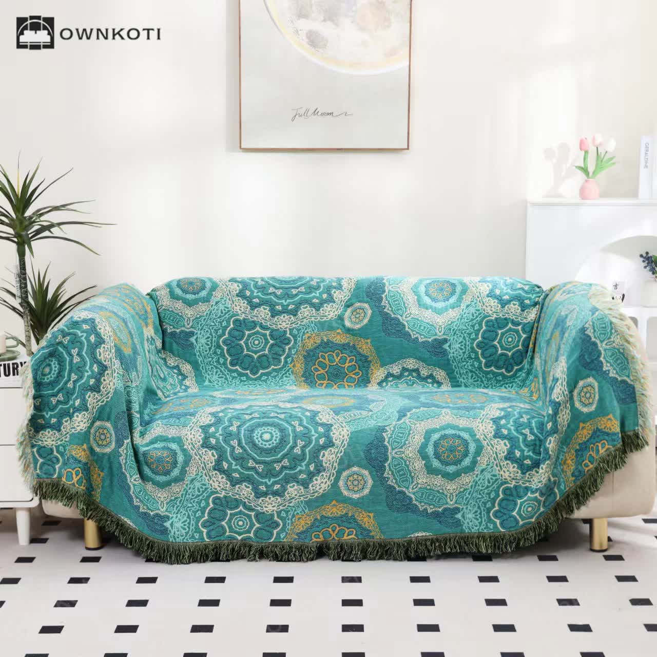 Mandala Cotton Gauze Tassel Sofa Blanket