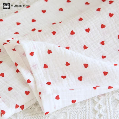 Simple Heart Lapel Cotton Gauze Loungewear Set