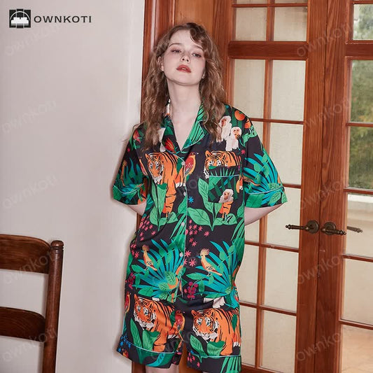 Forest Soft Breathable Cardigan Pajama Set