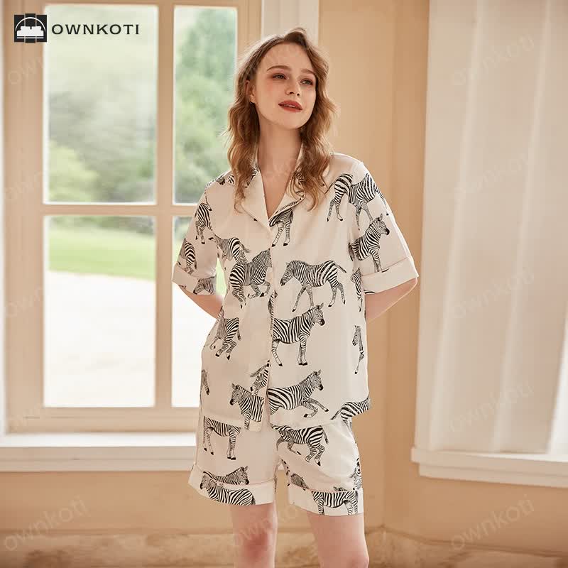 Zebra Casual Short-sleeve Breathable Pajama Set