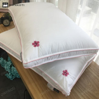 Cherry Blossom Embroidery Cotton Soft Pillow Core