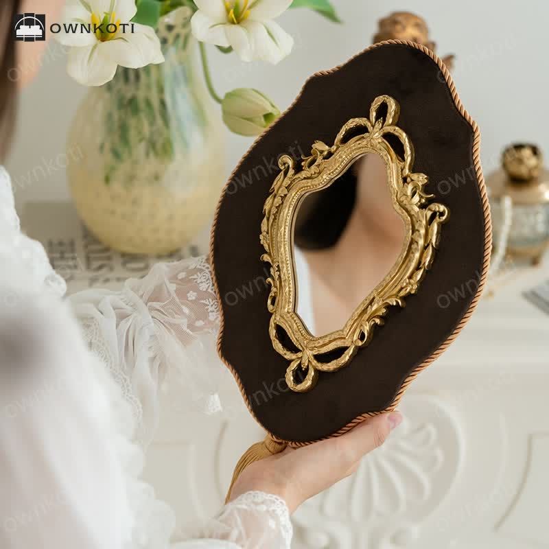 French Vintage Ornate Vanity Tassel Wall Mirror