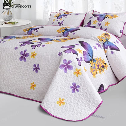 Rural Butterfly Quilted Bedding Set(3PCS)