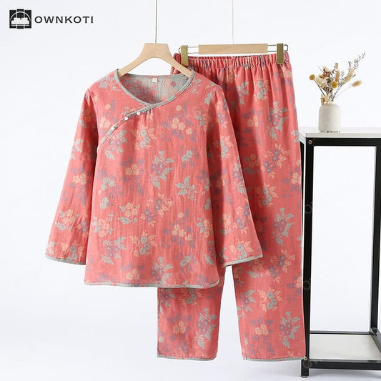 Round Neckline Yarn-dyed Jacquard Pajama Set