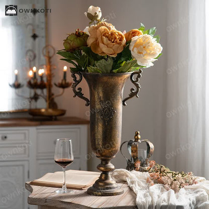 Vintage golden vase decorative ornament
