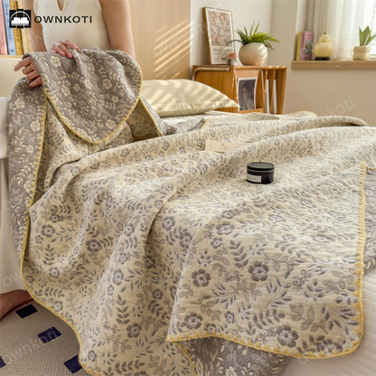 Refresh Floral Three Layers Cotton Gauze Quilt